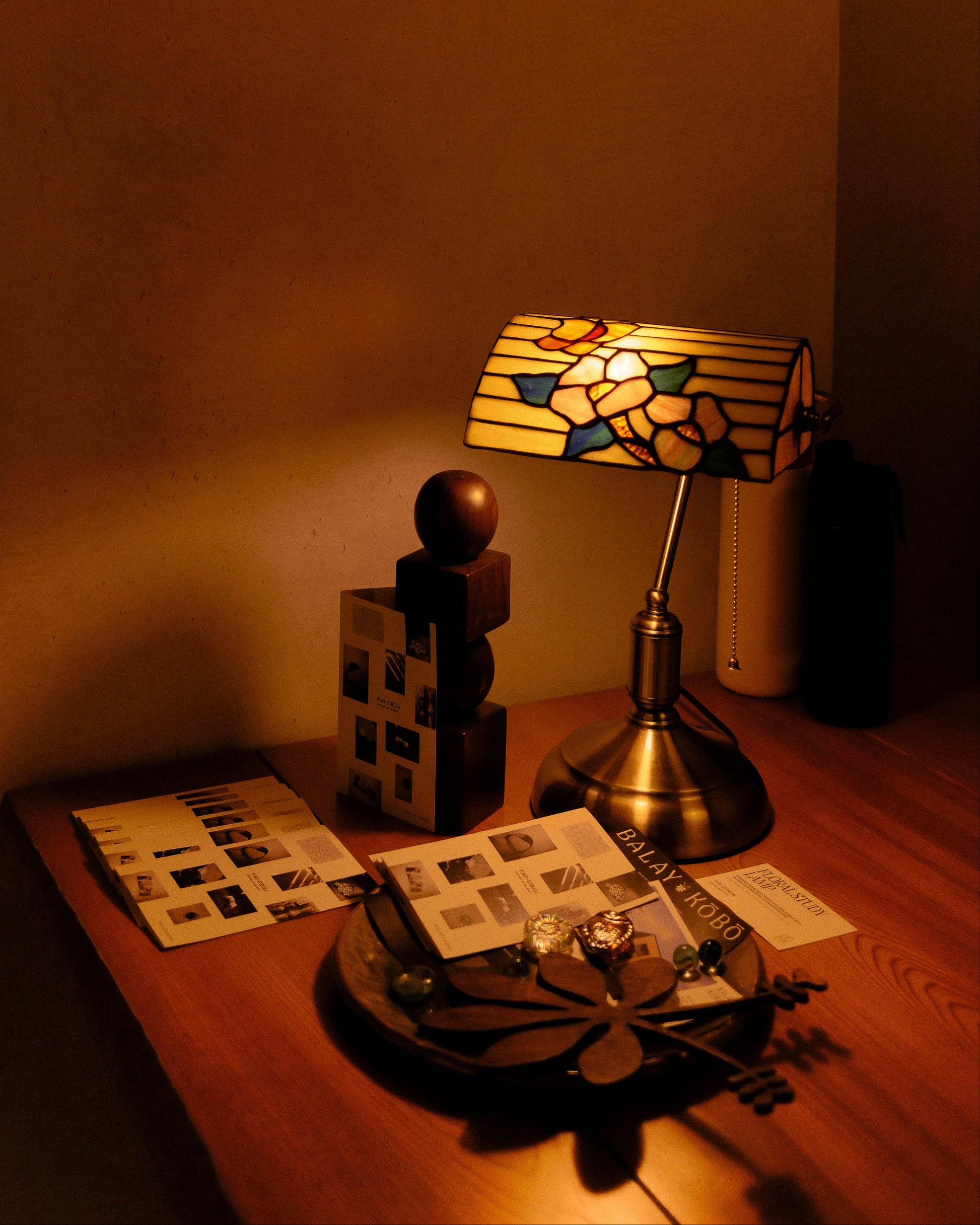 Floral Glass Reading Lamp